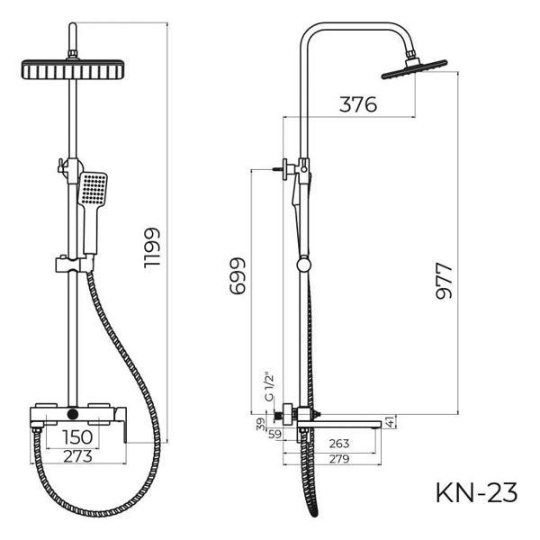 Изображение товара Душевая система KNOTLOR KN-23/BL