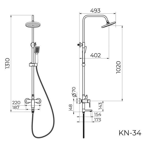 Изображение товара Душевая система KNOTLOR KN-34