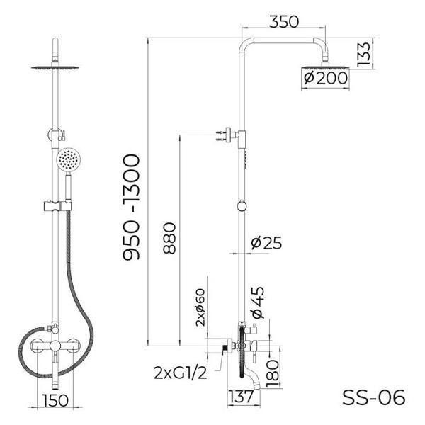 Изображение товара Душевая система KNOTLOR SS-06