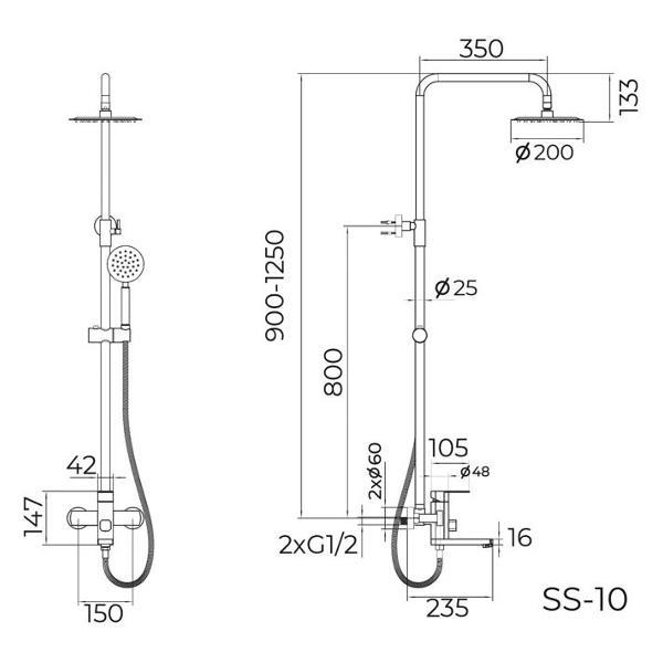 Изображение товара Душевая система KNOTLOR SS-10
