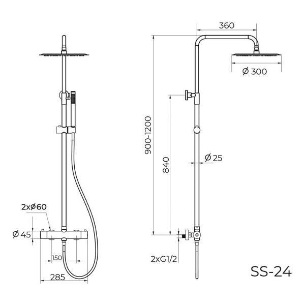 Изображение товара Душевая система KNOTLOR SS-24/BL