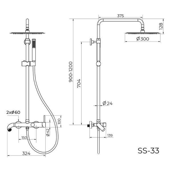 Изображение товара Душевая система KNOTLOR SS-33/GM