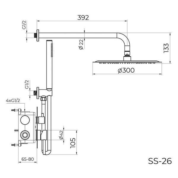 Изображение товара Душевая система KNOTLOR SS-26/BL