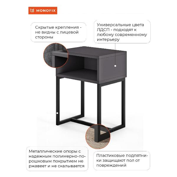 Изображение товара Тумба прикроватная Monofix ЮНТА графит/ черный