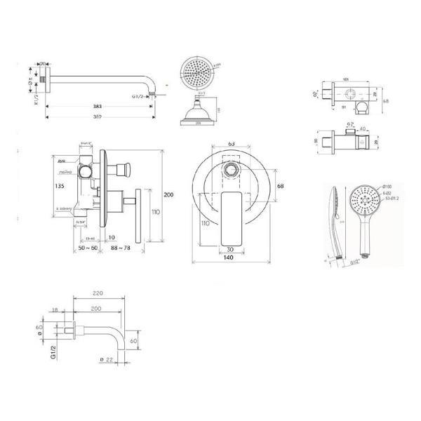 Изображение товара Душевая система Bronze de Luxe A800/9143-3