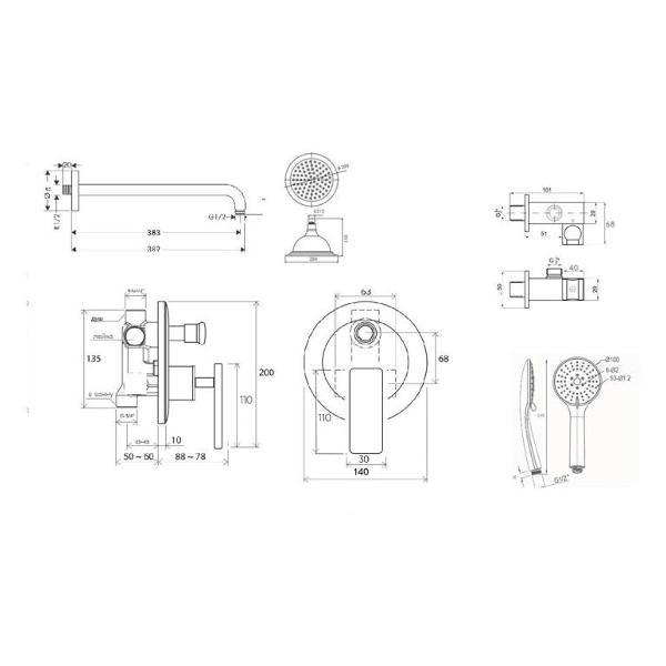 Изображение товара Душевая система Bronze de Luxe A800/9143-2