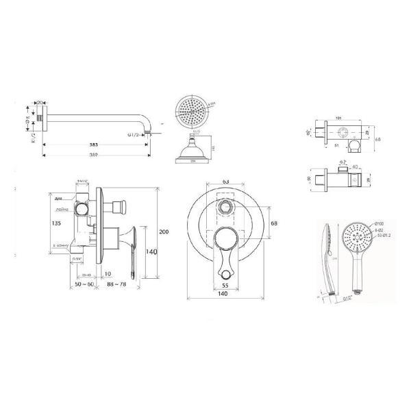 Изображение товара Душевая система Bronze de Luxe NT800/B03-2