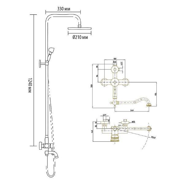 Изображение товара Душевая система Bronze de Luxe 10120DF/1