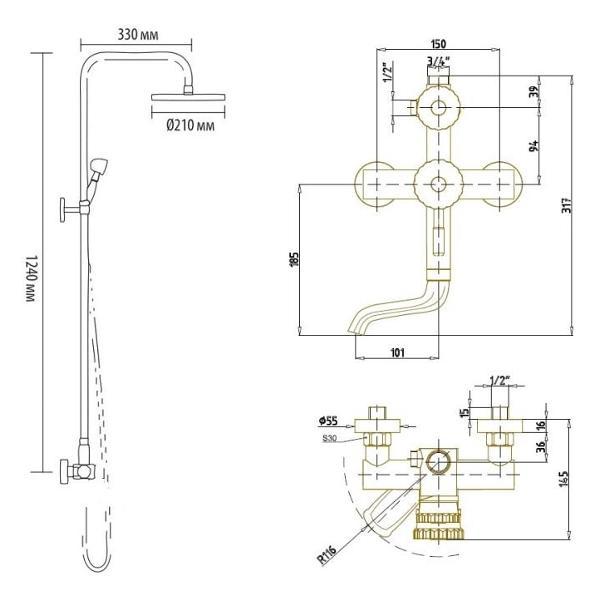 Изображение товара Душевая система Bronze de Luxe 10120F