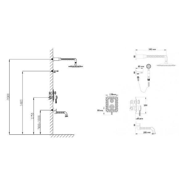 Изображение товара Душевая система Bronze de Luxe 10137F