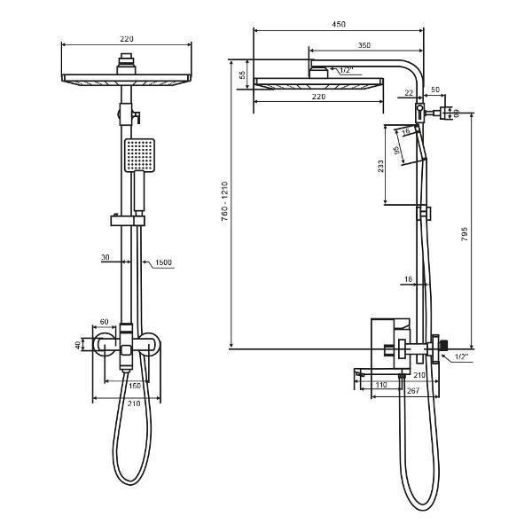 Изображение товара Душевая система WesnaArt KUB13-314Black