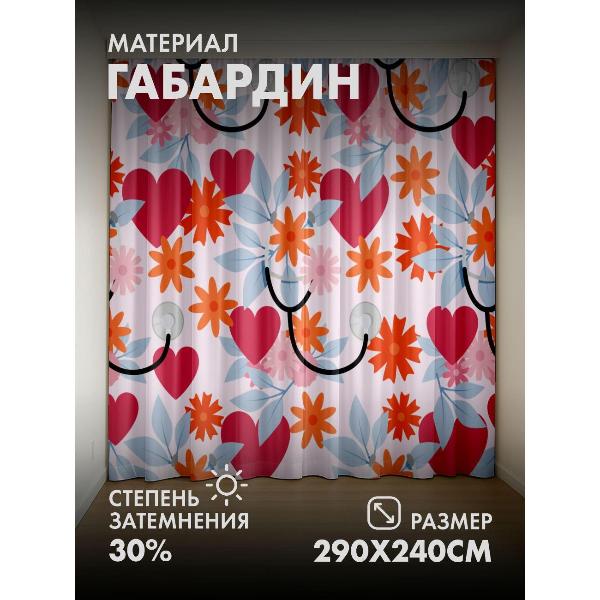 Изображение товара Фотошторы 365home Сердца, цветы, стетоскопы - яркий (290FP_240_FP41