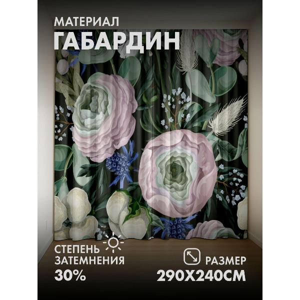 Изображение товара Фотошторы 365home Букет пионов, эвкалипта, васильков (290FP_240_FP4