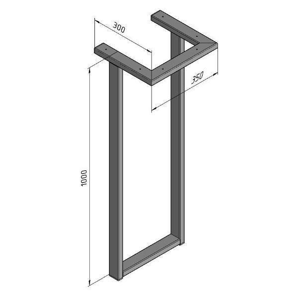 Изображение товара Подстолье Parallax Белое для стола 1000 350 50х25 металлическое усто