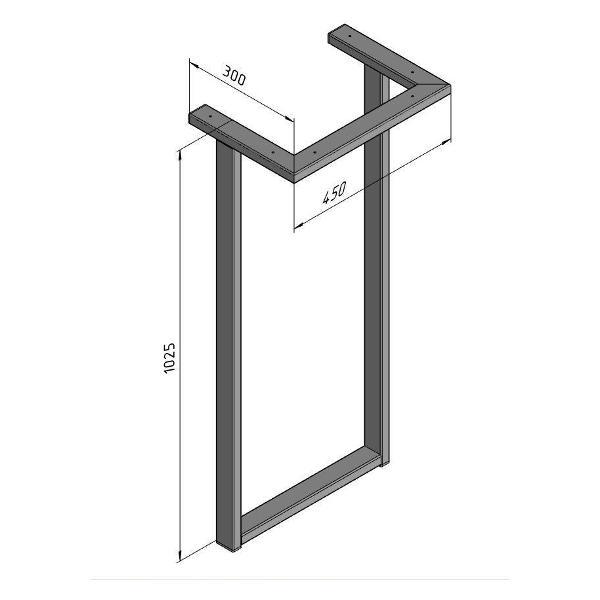 Изображение товара Подстолье Parallax Белое для стола 1025 450 50х25 металлическое усто