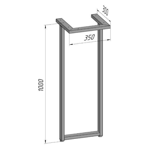 Изображение товара Подстолье Parallax для стола 1000 350 50x25 металлическое барное лоф