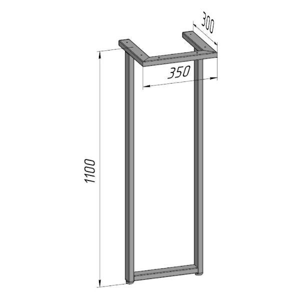 Изображение товара Подстолье Parallax для стола 1100 350 50x25 металлическое барное лоф