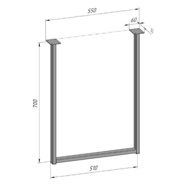 Изображение товара Подстолье Parallax для стола 700 550 40 П образное регулируемое Лофт