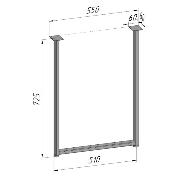 Изображение товара Подстолье Parallax для стола 725 550 40 П-образное, регулируемое, Ло