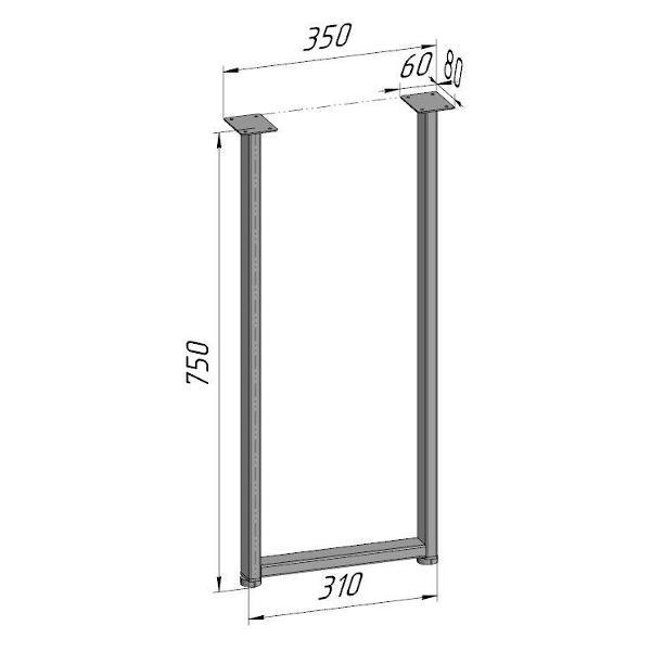 Изображение товара Подстолье Parallax для стола 750 350 40 П образное регулируемое Лофт