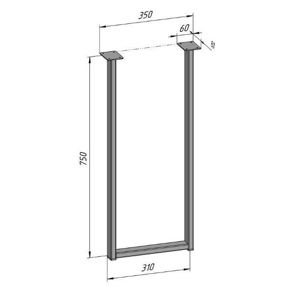 Изображение товара Подстолье Parallax для стола 750 350 40 П образное регулируемое Лофт