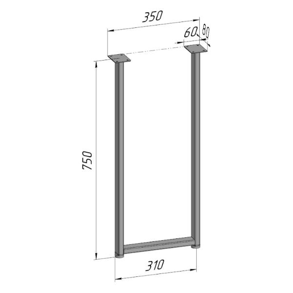 Изображение товара Подстолье Parallax для стола 750 350 40 П-образное, регулируемое, Ло