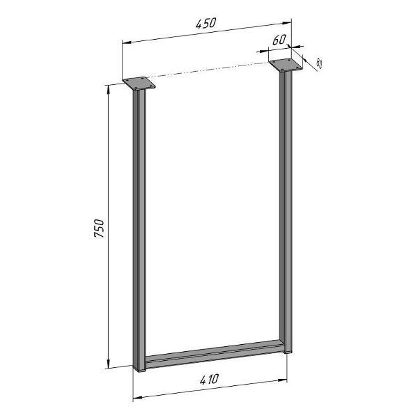 Изображение товара Подстолье Parallax для стола 750 450 40 П образное регулируемое Лофт