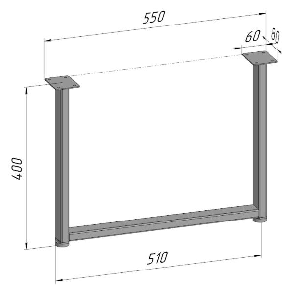 Изображение товара Подстолье Parallax для журнального столика 400х550 мм, 40 мм, прямоу