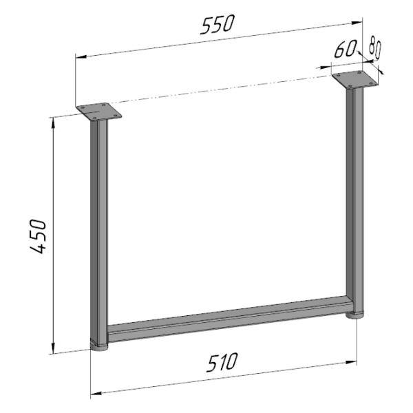 Изображение товара Подстолье Parallax для журнального столика 450х550 мм, 40 мм, прямоу