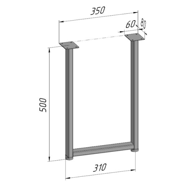 Изображение товара Подстолье Parallax для журнального столика 500х350 мм, 40 мм, прямоу