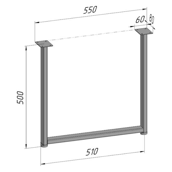 Изображение товара Подстолье Parallax для журнального столика 500х550 мм, 40 мм, прямоу