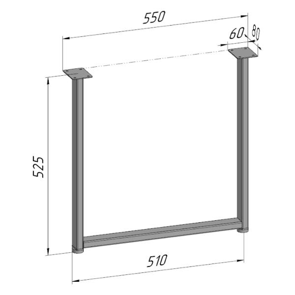 Изображение товара Подстолье Parallax для журнального столика 525х550 мм, 40 мм, прямоу
