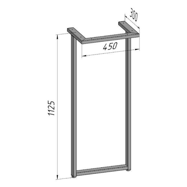 Изображение товара Подстолье Parallax для стола 1125 450 50х25 металлическое барное лоф