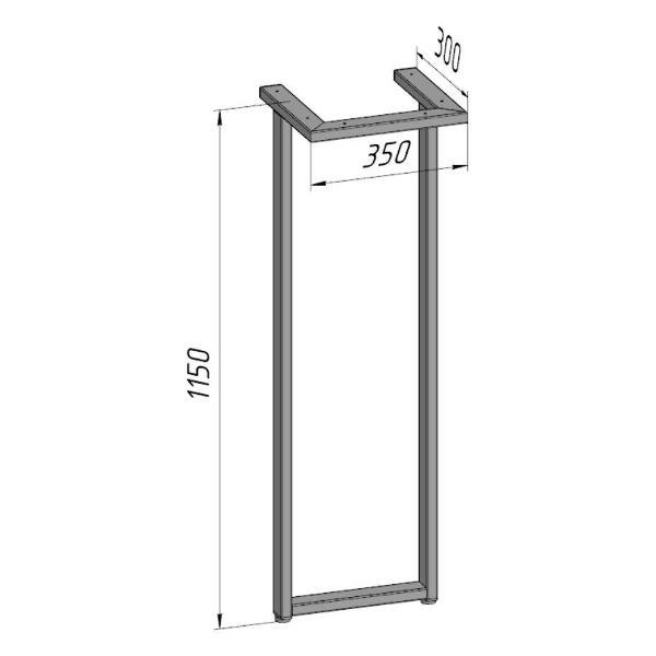 Изображение товара Подстолье Parallax для стола 1150 350 50х25 металлическое барное лоф