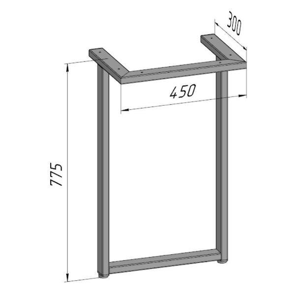 Изображение товара Подстолье Parallax для стола 775 450 50х25 металлическое барное лофт