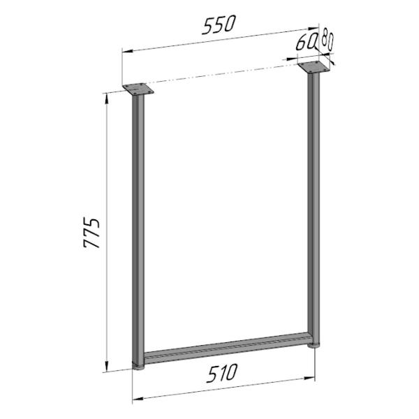 Изображение товара Подстолье Parallax для стола 775 550 40 прямоугольное регулируемое Л