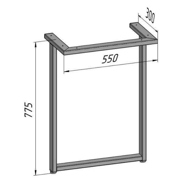 Изображение товара Подстолье Parallax для стола 775 550 50х25 металлическое барное лофт