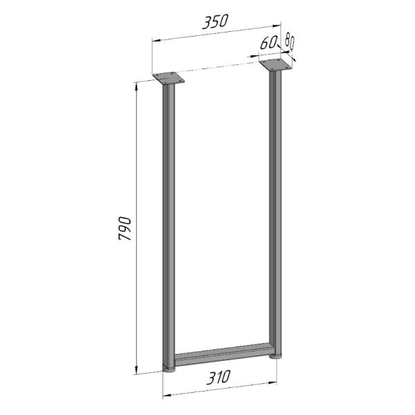 Изображение товара Подстолье Parallax для стола 790 350 40 П-образное, регулируемое, Ло