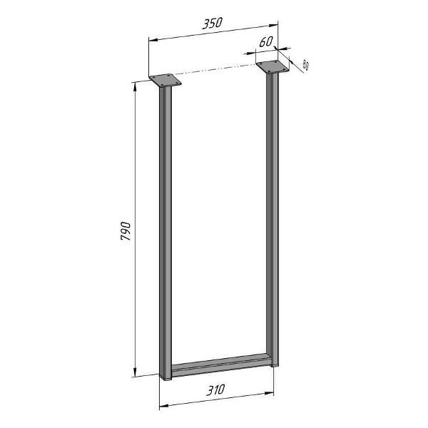 Изображение товара Подстолье Parallax для стола 790 350 40 П образное регулируемое Лофт