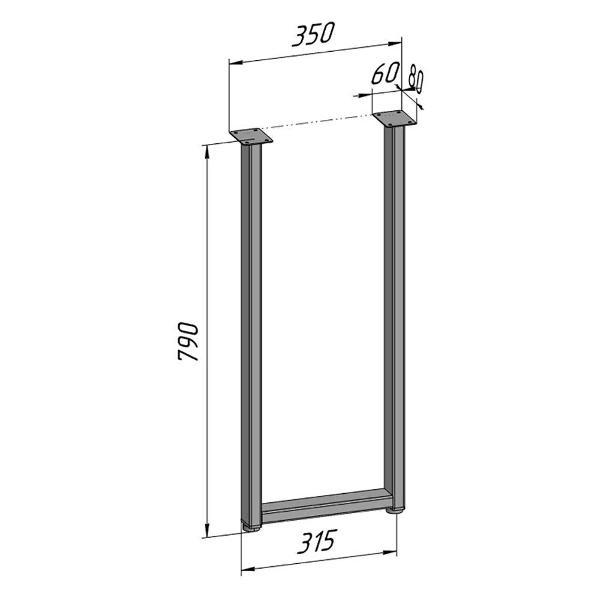 Изображение товара Подстолье Parallax для стола 790 350 50 прямоугольное регулируемое Л