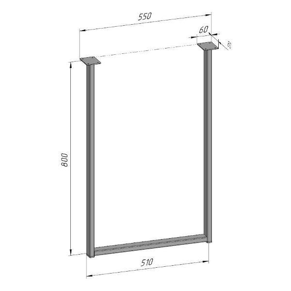 Изображение товара Подстолье Parallax для стола 800 550 40 П образное регулируемое Лофт