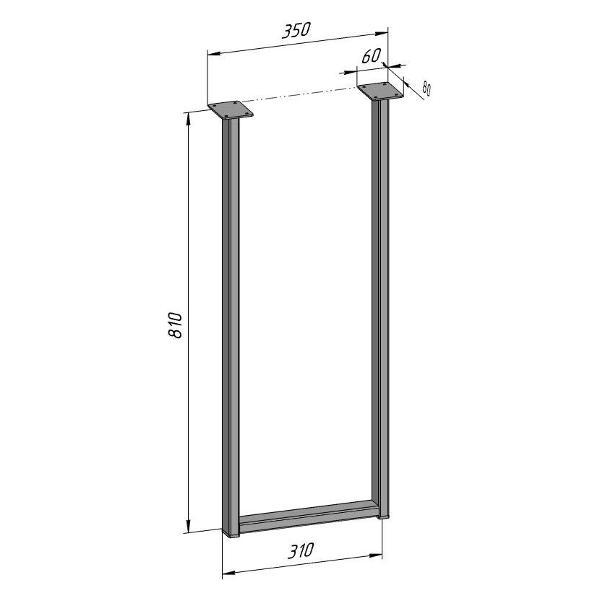 Изображение товара Подстолье Parallax для стола 810 350 40 П образное регулируемое Лофт