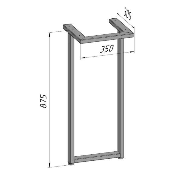 Изображение товара Подстолье Parallax для стола 875 350 50х25 металлическое барное лофт