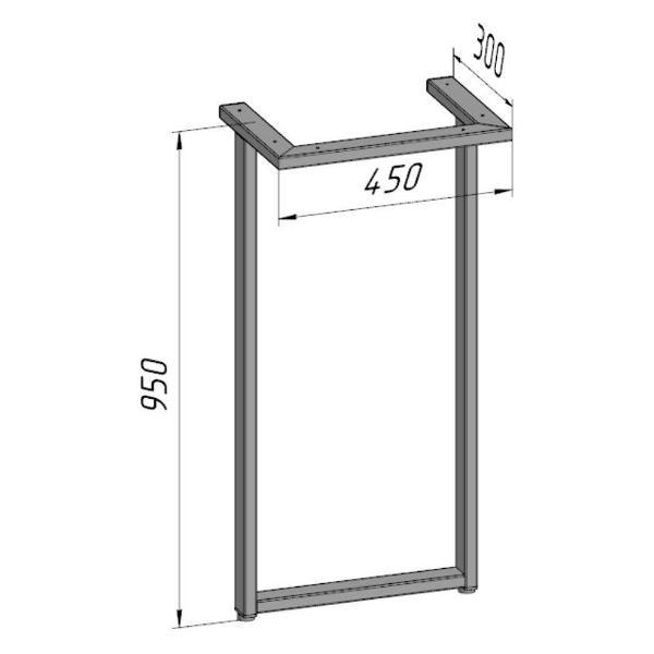 Изображение товара Подстолье Parallax для стола 950 450 50х25 металлическое барное лофт