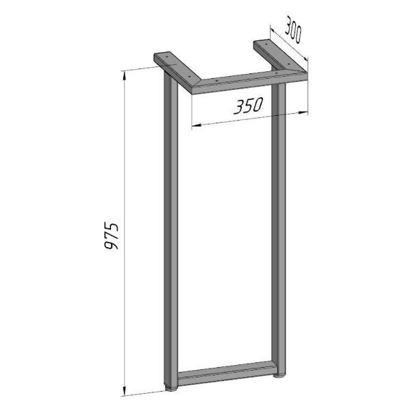Изображение товара Подстолье Parallax для стола 975 350 50х25 металлическое барное лофт