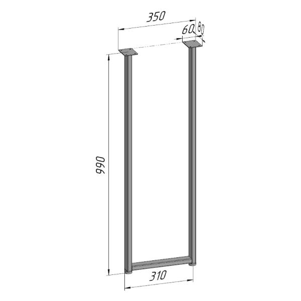 Изображение товара Подстолье Parallax для стола 990 350 40 прямоугольное регулируемое Л