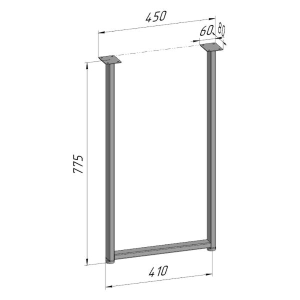 Изображение товара Подстолье Parallax для стола 775 450 40 прямоугольное регулируемое Л