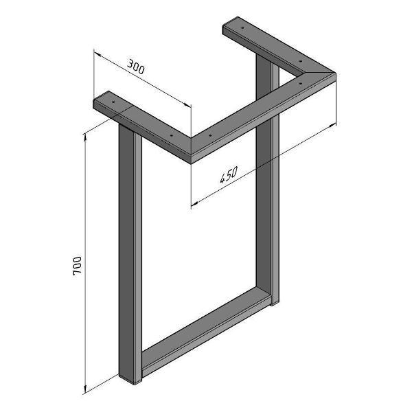 Изображение товара Подстолье Parallax устойчивое для стола 700х450 мм, 50x25 мм, металл