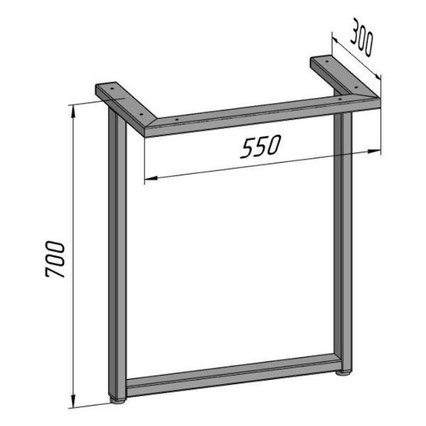 Изображение товара Подстолье Parallax устойчивое для стола 700х550 мм, 50x25 мм, металл