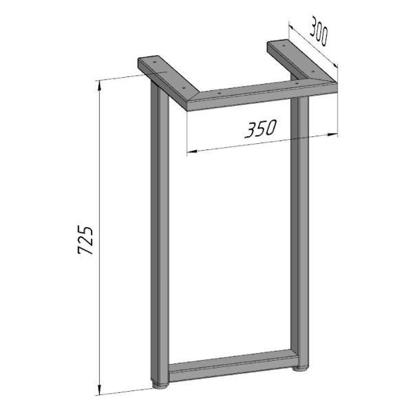 Изображение товара Подстолье Parallax устойчивое для стола 725х350 мм, 50x25 мм, металл